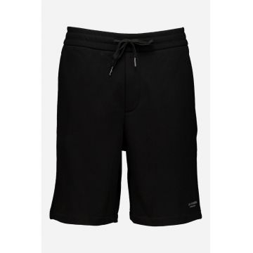 Pantaloni scurti uni din bumbac cu snur - Negru