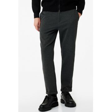 Pantaloni slim-fit cu talie cu snur - Gri antracit