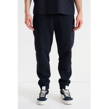 Pantaloni uni de trening din bumbac cu snur - Albastru ultramarin