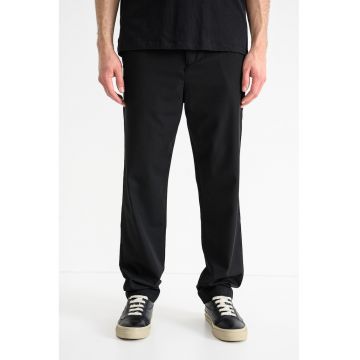 Pantaloni uni din amestec de lana - Negru