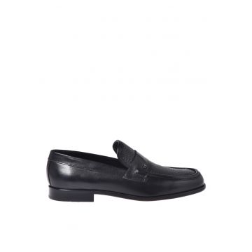 Pantofi loafer de piele si varf ascutit - Negru