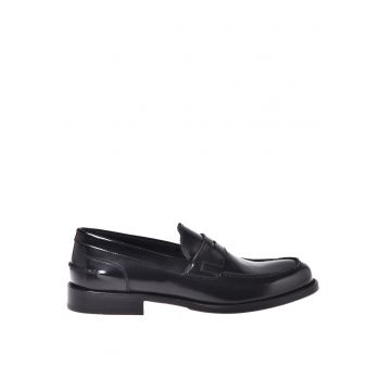 Pantofi loafer din piele cu model uni - Negru