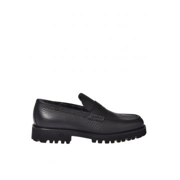 Pantofi loafer uni de piele - Negru