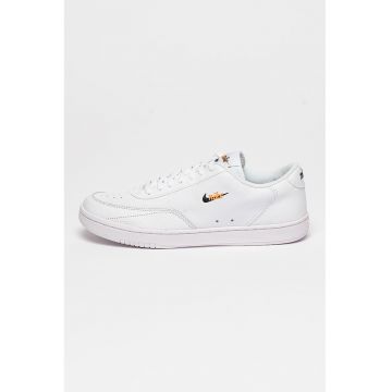 Pantofi sport de piele ecologica si piele Court Vintage Premium - Alb