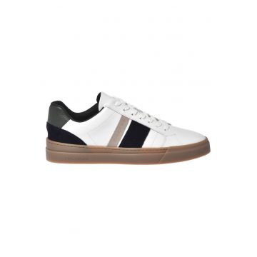 Pantofi sport din piele cu imprimeu logo - Alb murdar