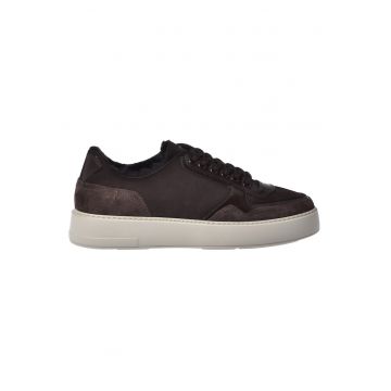 Pantofi sport din piele intoarsa si piele - Maro