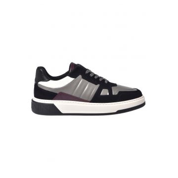 Pantofi sport flatform cu garnituri din piele intoarsa - Albastru