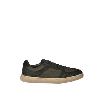 Pantofi sport low-cut cu garnituri din piele intoarsa - Verde