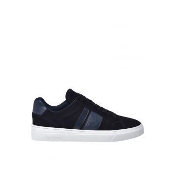 Pantofi sport low-cut de piele intoarsa cu insertii de piele - Albastru