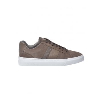 Pantofi sport low-cut de piele intoarsa cu insertii de piele - Maro taupe