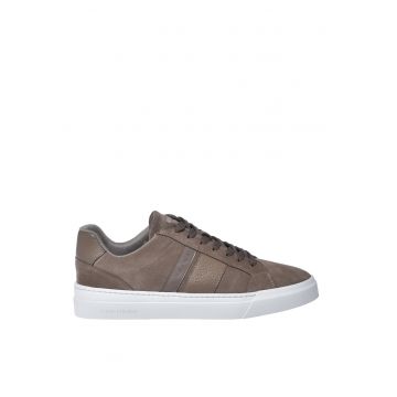 Pantofi sport low-cut de piele intoarsa cu insertii de piele - Maro taupe