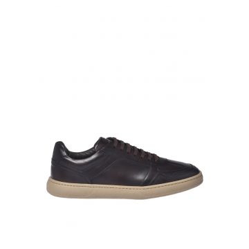 Pantofi sport low-cut din piele - Maro