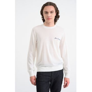 Pulover tricotat fin din amestec de lana - Alb