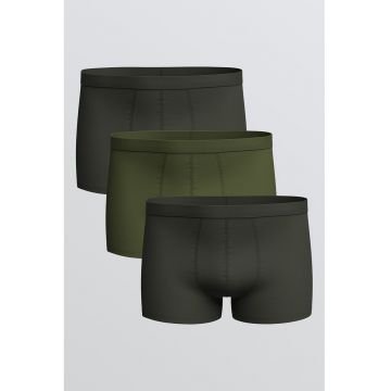 Set de boxeri cu model uni - 3 perechi - Verde inchis