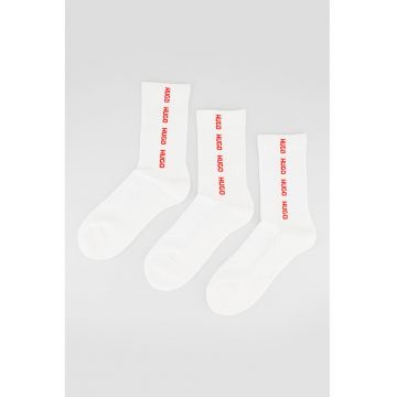 Set de sosete lungi cu logo - 3 perechi - Rosu/Alb