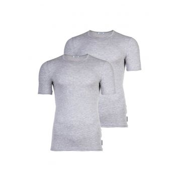 Set de tricouri cu decolteu la baza gatului - 2 piese - Gri