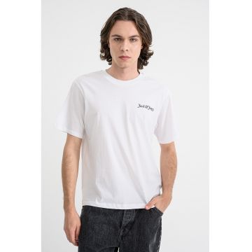 Tricou din bumbac cu decolteu la baza gatului Yuki - Negru/Alb optic