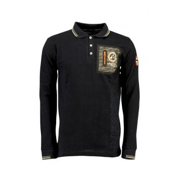 Tricou polo  bumbac - albastru marin - cu logo - broderie - pentru barbati - Negru
