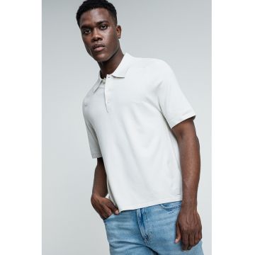 Tricou polo cu model uni - Alb fildes