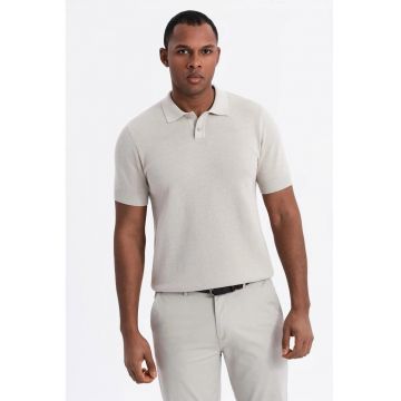 Tricou polo din bumbac pique 2 - Alb fildes