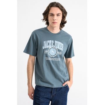 Tricou regular fit cu imprimeu logo contrastant Mako - Alb/Gri carbune