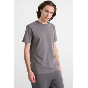 Tricou regular fit de bumbac - Gri inchis