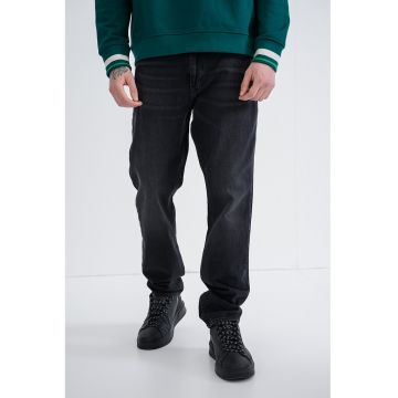 Blugi drepti cu aspect decolorat - Gri inchis