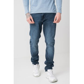 Blugi slim fit cu model uni Vegas - Albastru melange