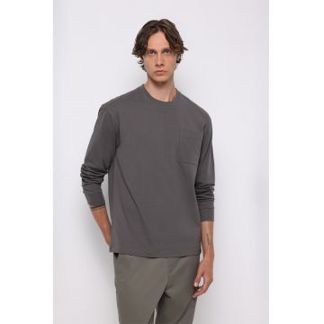 Bluza de bumbac cu buzunar pe piept