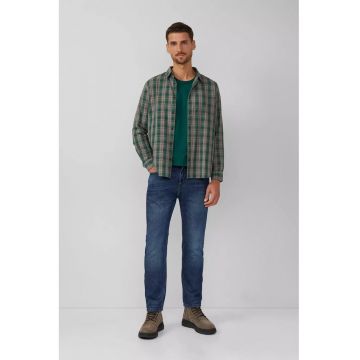 Bluza de bumbac cu decolteu la baza gatului - Verde aquamarin