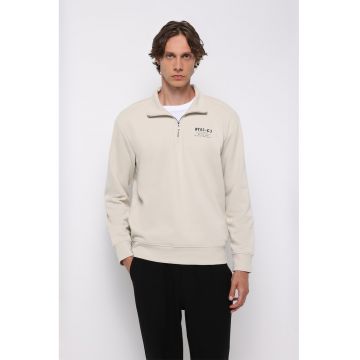 Bluza de trening cu fenta cu fermoar - Bej deschis