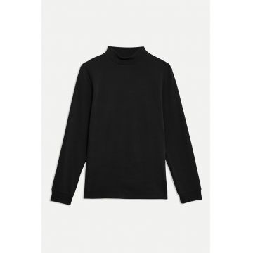 Bluza de trening din bumbac cu guler scurt - Negru