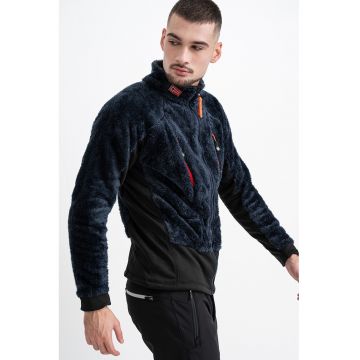 Bluza de trening pufoasa cu fermoar si buzunare Uliste - Bleumarin