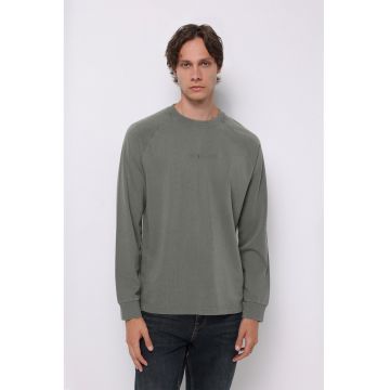 Bluza din bumbac cu maneci raglan - Verde feriga