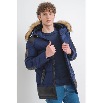 Geaca cu gluga Busseldorf - Negru/Albastru indigo