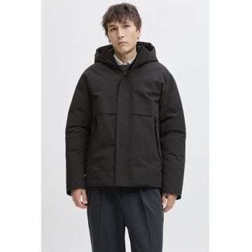 Geaca cu gluga si buzunare cu fermoar - Negru