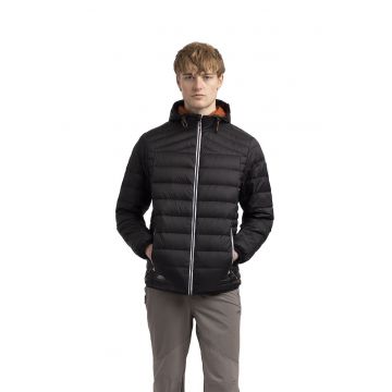 Geaca cu gluga si umplutura de puf Whitman II - Negru/Portocaliu stins
