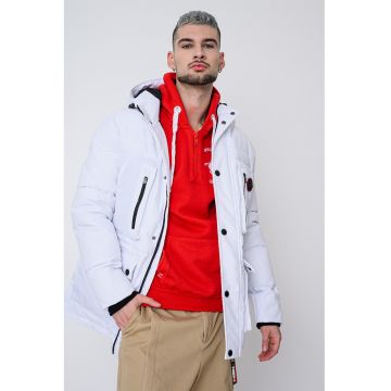 Geaca cu vatelina si gluga Albert - Alb optic