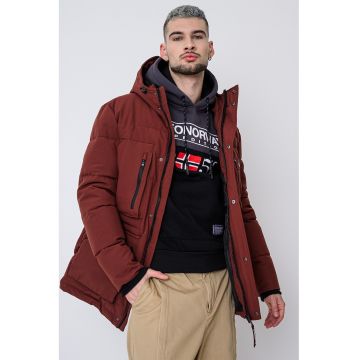 Geaca cu vatelina si gluga Albert - Maro cognac