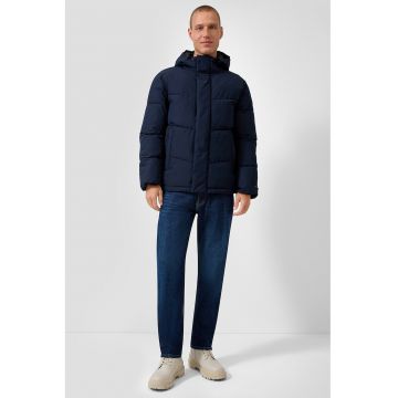 Geaca matlasata cu gluga - Bleumarin