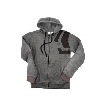 Hanorac barbati  gri - fermoar - gluga - bumbac si poliester - Nins