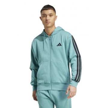 Hanorac cu buzunare frontale si fermoar - Negru/Turcoaz