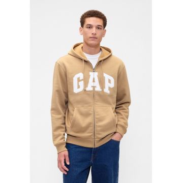 Hanorac cu fermoar si logo - Bej