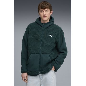 Hanorac cu fermoar si logo - Verde englez