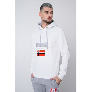 Hanorac cu imprimeu logo Gadrien - Rosu/Gri deschis/Alb optic