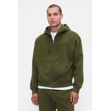 Hanorac de bumbac cu fermoar - Kaki pal