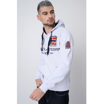 Hanorac din amestec de bumbac cu imprimeu Goptaine - Rosu/Alb/Albastru ultramarin