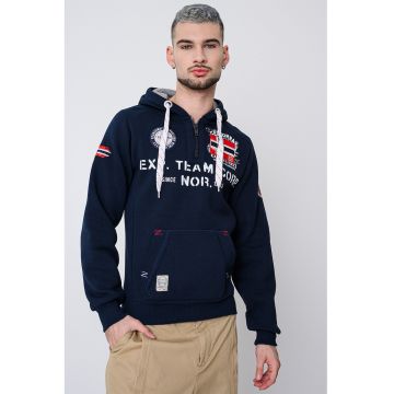 Hanorac din amestec de bumbac cu imprimeu Goptaine - Rosu/Alb/Bleumarin