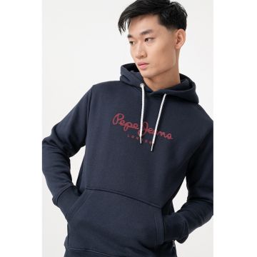 Hanorac regular fit cu logo - Bleumarin