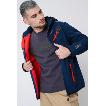Jacheta cu buzunare si logo Royaute - Rosu/Negru/Albastru petrol